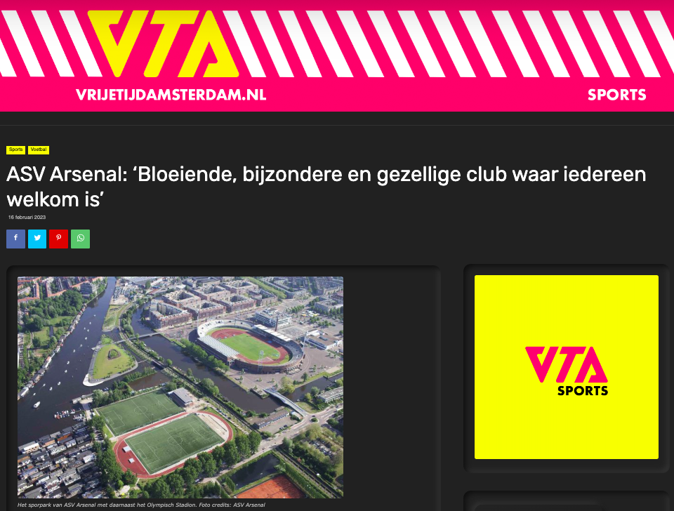 ASV Arsenal in het nieuws!